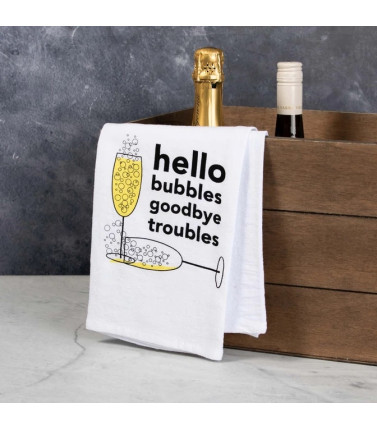 Wine Gift with Towel - Hello Bubbles