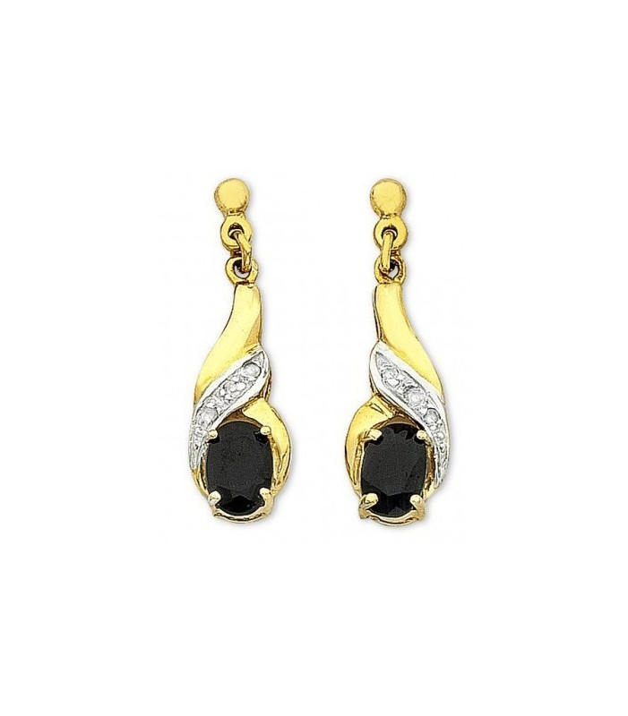 Oval Sapphire and Diamond Drop Earrings