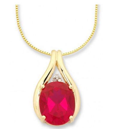 9ct Gold Created Ruby Necklace