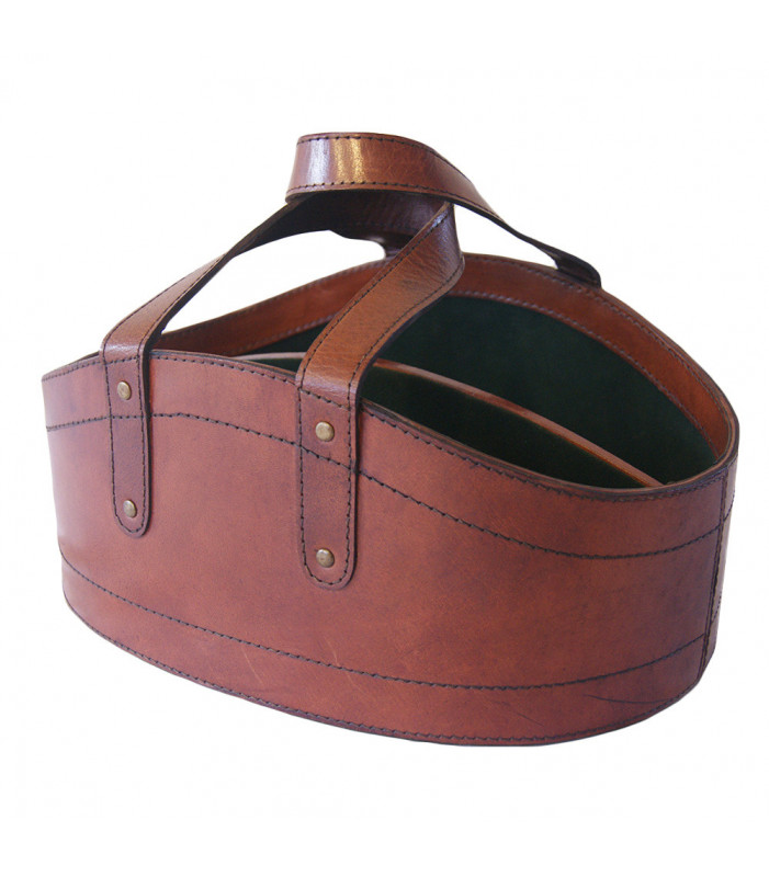 Wine Carrier Basket - Buffalo Leather