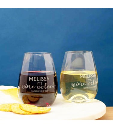 Wine Glasses - Stemless Wine O'Clock 2pc