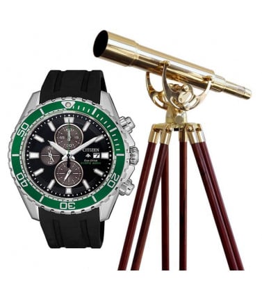 Corporate Gift -Brass Spotting Scope and Citizen Promaster Watch CA0715-03E