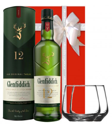 Whisky Gift- Glenfiddich 12 Year with Glasses