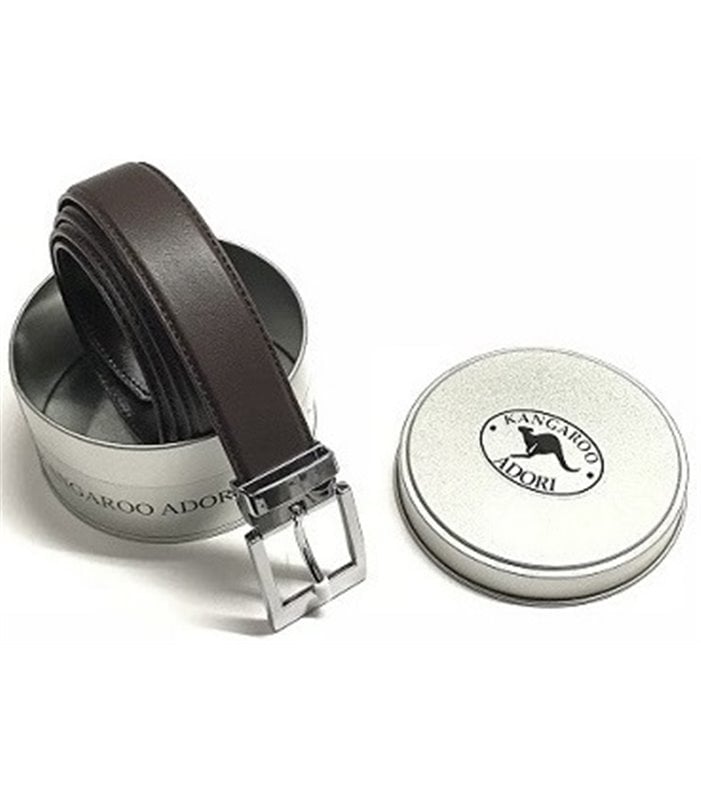 Kangaroo Leather Belt - Brown, Silver, Square Buckle Kangaroo Leather Belt - Brown, Silver, Square Buckle