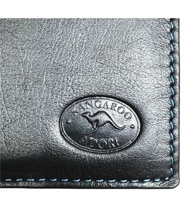 Ladies Wallet Black Kangaroo Leather with Stitching KWC2098