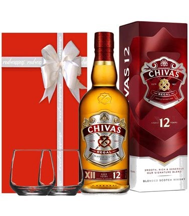 Anniversary Chivas Regal and Glasses