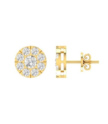 Cluster Diamond Stud Earrings With 0.10ct Diamonds In 9K Yellow Gold