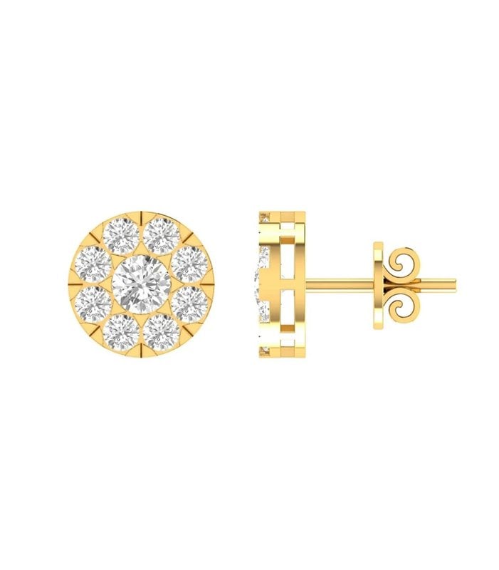 Cluster Diamond Stud Earrings With 0.10ct Diamonds In 9K Yellow Gold