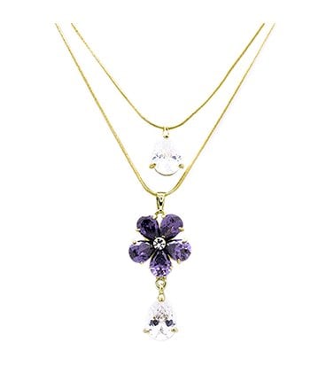 Necklace with Flower Swarovski Crystal- Purple