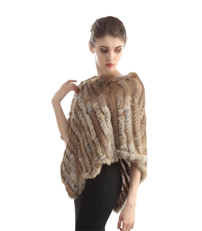 Fur Poncho - Brown, Rabbit