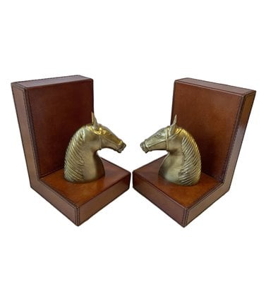 Bookends- Horse, Tan, Leather