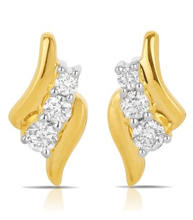 Diamond Stud Earrings- 9ct Yellow Gold TGW 0.16ct
