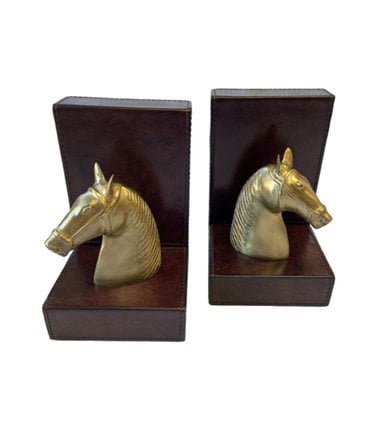 Bookends- Horse,Dark, Leather