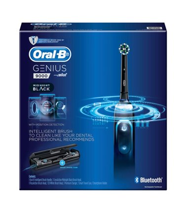 Oral-B Genius 9000 Electric Toothbrush with 3 Replacement Heads & Smart Travel Case - Black