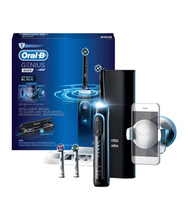 Oral-B Genius 9000 Electric Toothbrush with 3 Replacement Heads & Smart Travel Case - Black