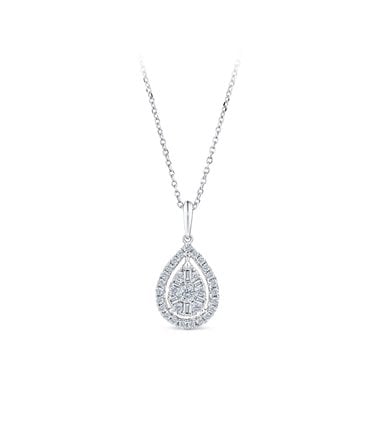 Diamond Pear Pendant 0.35ct with Chain in 9ct White Gold