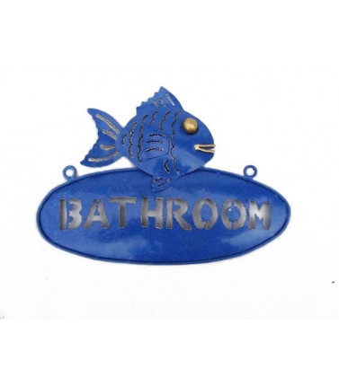 Mediterranean Blue Fish Bathroom Plaque