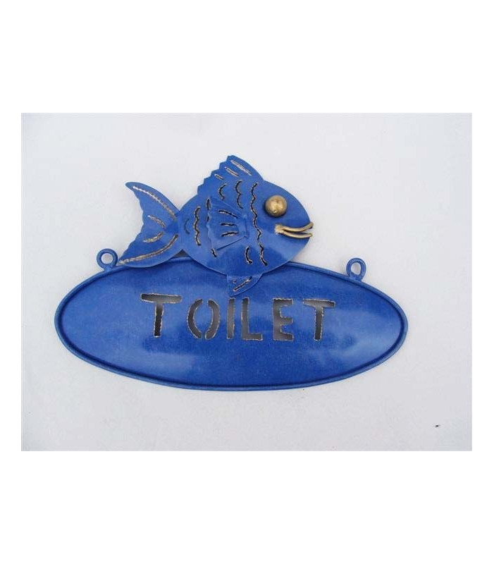 Mediterranean Blue Fish Toilet Plaque
