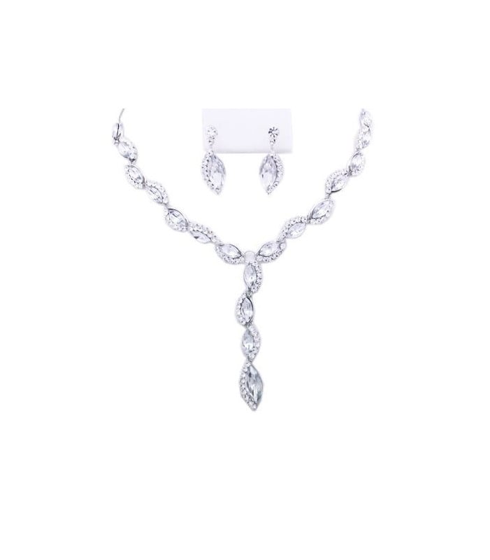 Crystal Necklace + Earring Set Clear