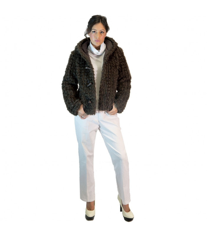 Curl Faux Fur Coat with Hood