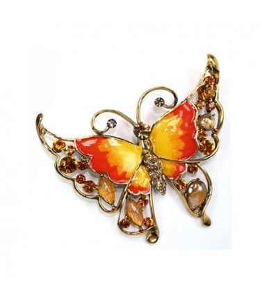 Gold Butterfly Brooch with Swarovski Crystals