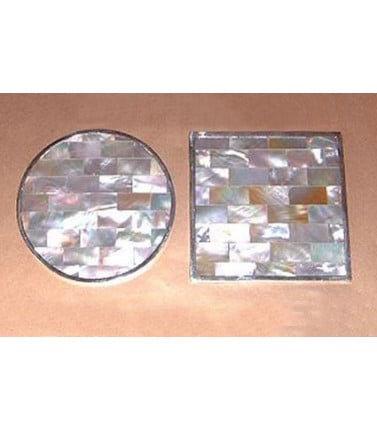 Mother of Pearl Square Coasters -with Sterling Silver 4 Set 