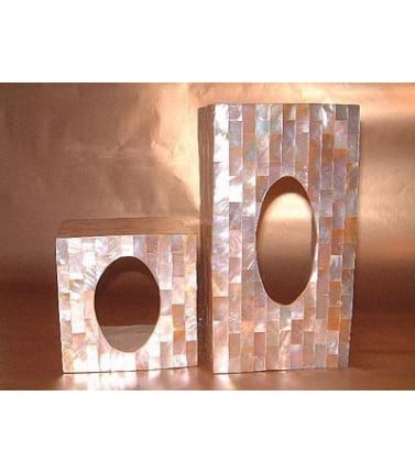 Mother of Pearl Shell White Tissue Box - Square