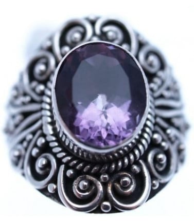 Amethyst Ring with Ornate Design
