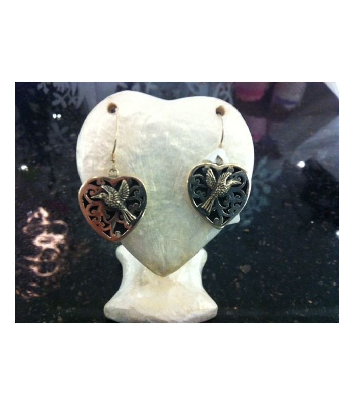 Earrings - Heart with Birds