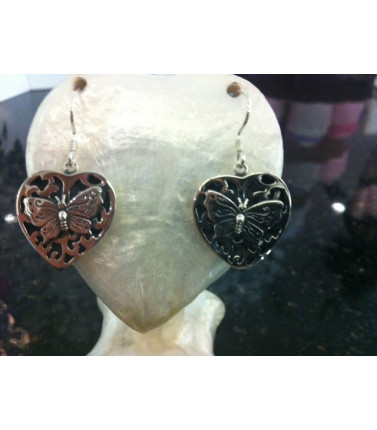 Heart Earrings with Butterflies