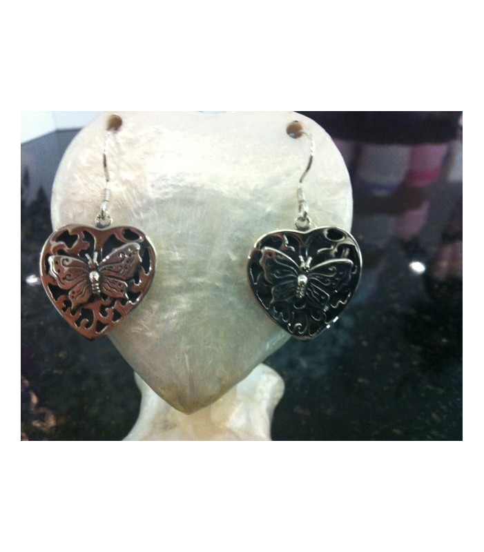 Heart Earrings with Butterflies