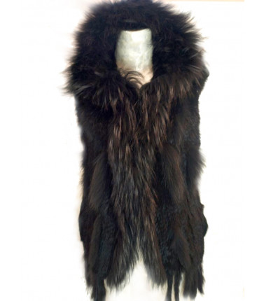 Hooded Fur Vest -Long