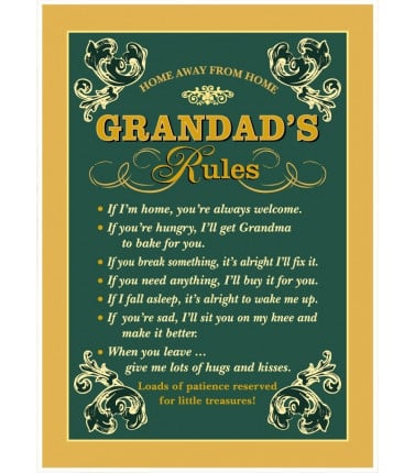 Grandad's Rules Tin Sign