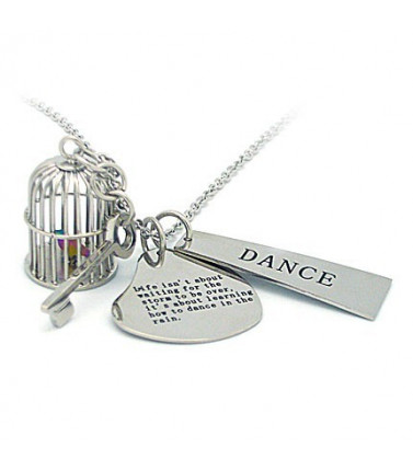 Birdcage Necklace with Inspirational Quote