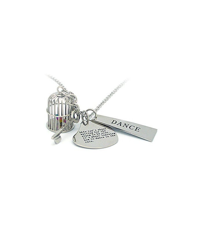 Birdcage Necklace with Inspirational Quote