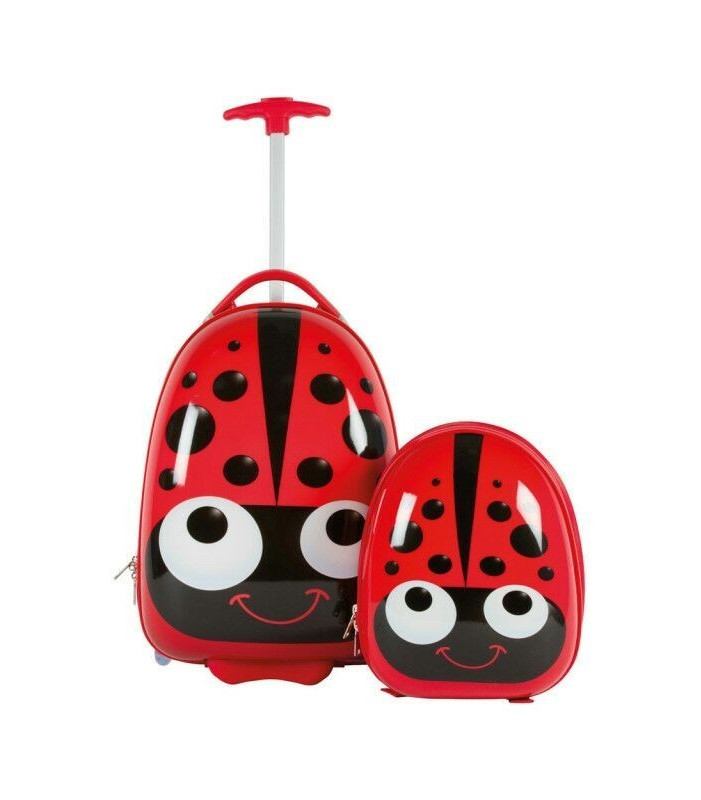 LadyBug Kids Wheelie Suitcase and Backpack Set