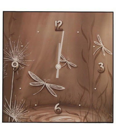 Lisa Pollock Dragonfly Clock - Latte