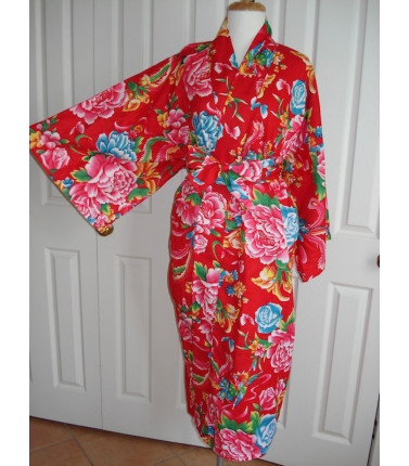 Red Cotton Kimono for Women