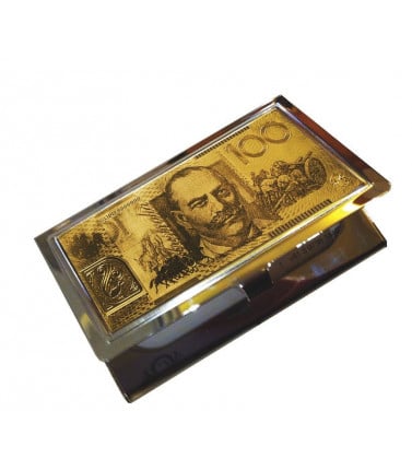 Business Card Holder with Gold Plated Australian $100 Note