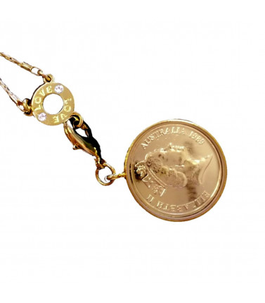 Australian Souvenir 2 Cent Coin Necklace - Gold