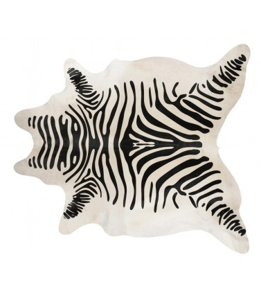 Cowhide Natural White with Zebra Stencil Rug