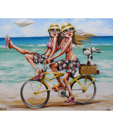Canvas Print - Girls on Bike