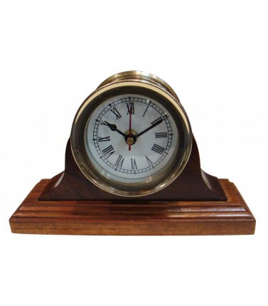 Brass Clock with Wood Base
