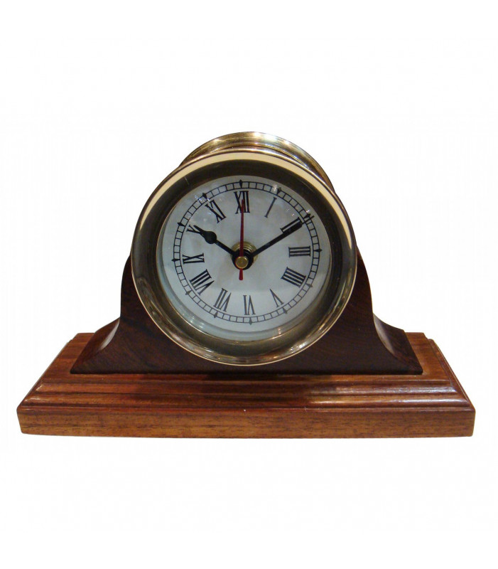 Brass Clock with Wood Base