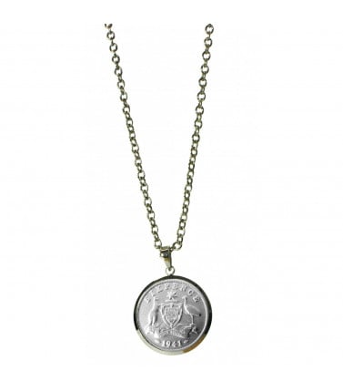 Sixpence Pendant with 50cm Rhodium Necklace