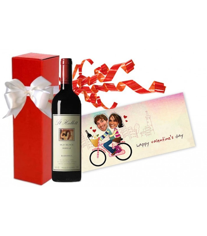 Valentine Personalised Card and Wine Set