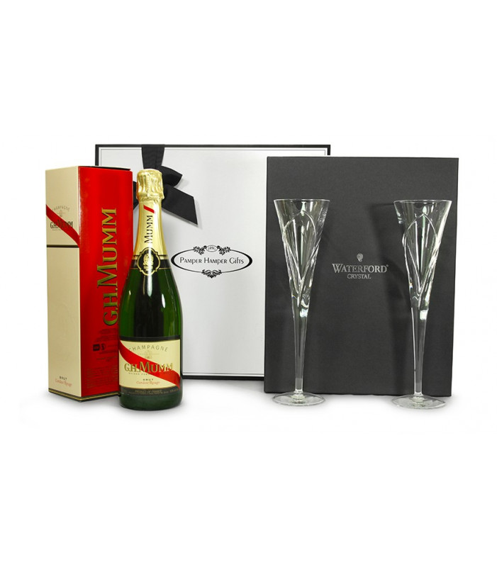 Wedding Gift- Waterford Wedgwood Siren Flutes and Mumm Champagne