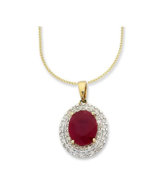 9ct Yellow Gold .25ct Ruby Necklace 