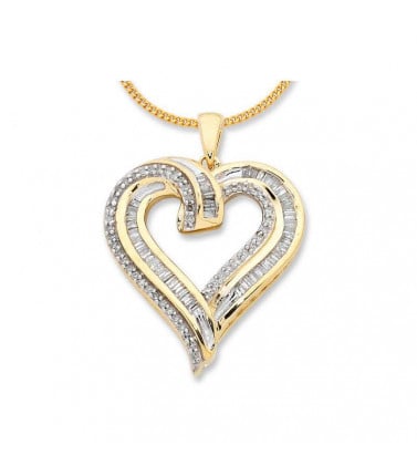 9ct Yellow Gold 0.50ct Diamond Heart Necklace