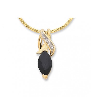 9CT Yellow Gold Marquisite Sapphire Necklace